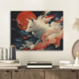 Witte vos - wolken - maan PET vilt klein -sfeer1