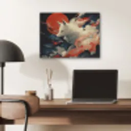 Witte vos - wolken - maan PET vilt klein -sfeer5