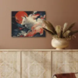 Witte vos - wolken - maan PET vilt klein -sfeer4