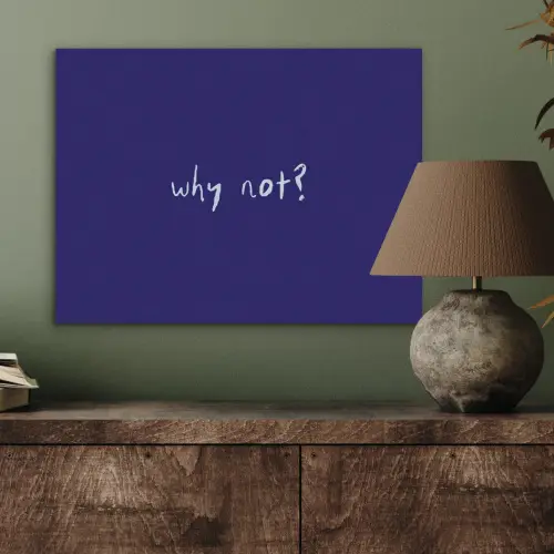 Why not - Blauw - Handgeschreven PET vilt klein -sfeer2