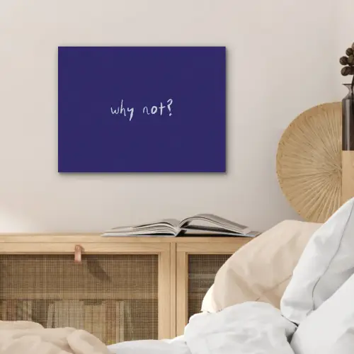 Why not - Blauw - Handgeschreven PET vilt klein -sfeer3