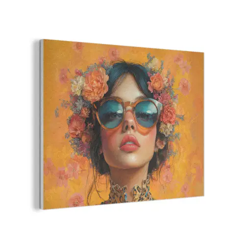 Vrouw - Bloemen - Aesthetic - Oranje PET vilt klein -3d