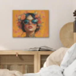 Vrouw - Bloemen - Aesthetic - Oranje PET vilt klein -sfeer3