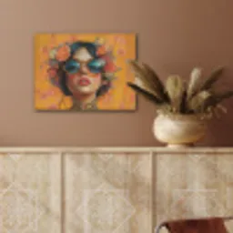 Vrouw - Bloemen - Aesthetic - Oranje PET vilt klein -sfeer4