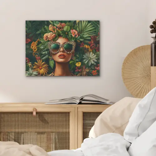 Vrouw - Panterprint - Jungle - Natuur - Luxe PET vilt klein -sfeer3
