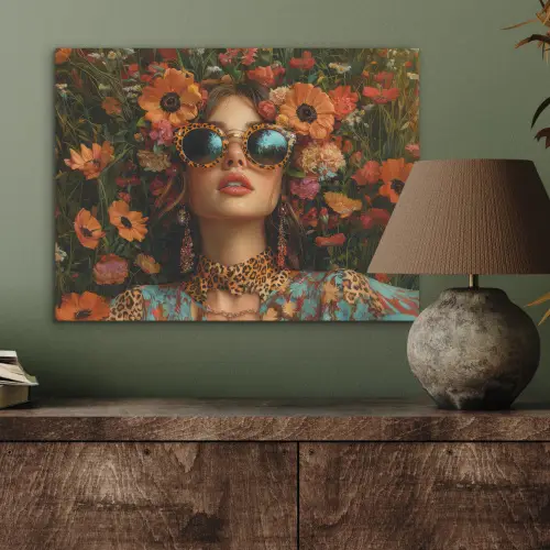 Vrouwen - Bloemen - Modern - Bril - Abstract PET vilt klein -sfeer2