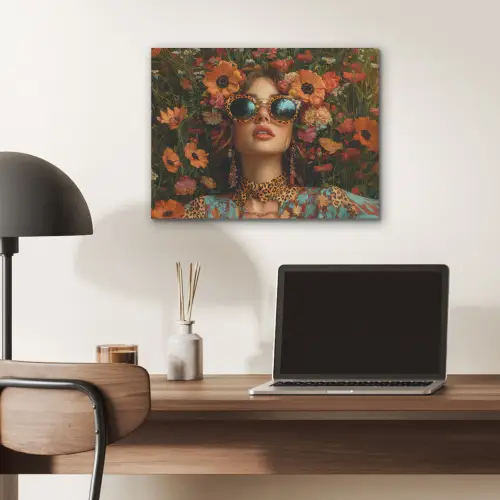 Vrouwen - Bloemen - Modern - Bril - Abstract PET vilt klein -sfeer5