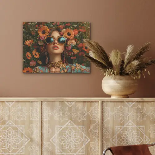 Vrouwen - Bloemen - Modern - Bril - Abstract PET vilt klein -sfeer4