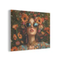 Vrouwen - Bloemen - Modern - Bril - Abstract PET vilt klein -3d