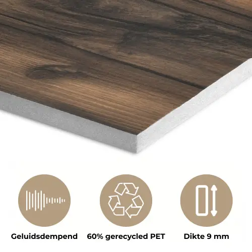Hout - Rustiek - Donkere Planken PET vilt middel -closeup_NL