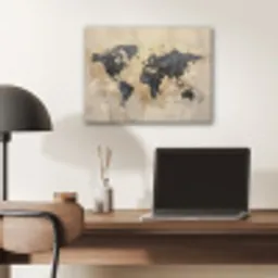 Wereldkaart - Goud - Zwart - Abstract PET vilt klein -sfeer5