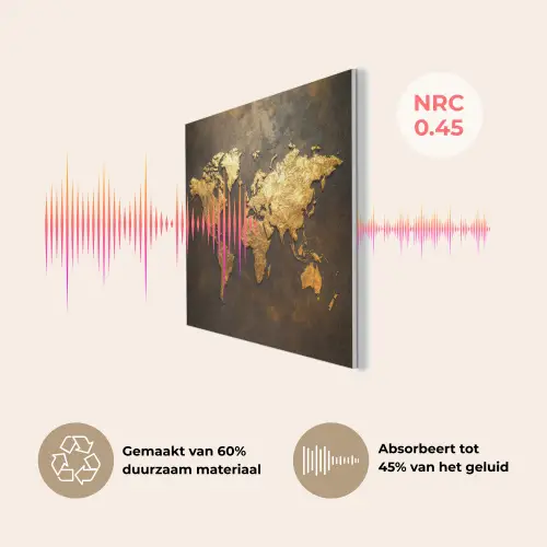Wereldkaart - Goud - Roest PET vilt klein -USP_NL