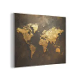 Wereldkaart - Goud - Roest PET vilt klein -3d