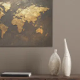 Wereldkaart - Goud - Roest PET vilt klein -sfeer6_closeup