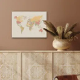 Wereldkaart - Realistisch - Beige PET vilt klein -sfeer4