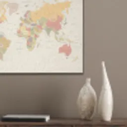 Wereldkaart - Realistisch - Beige PET vilt klein -sfeer6_closeup
