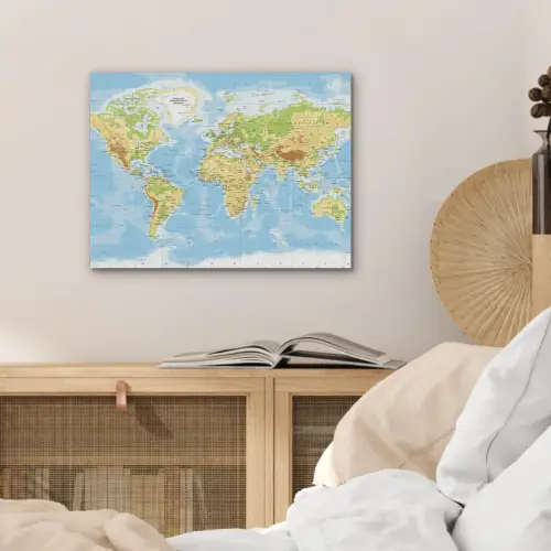 Wereldkaart - Staatkundig - Blauw - Aarde - Educatief PET vilt klein -sfeer3