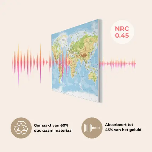 Wereldkaart - Staatkundig - Blauw - Aarde - Educatief PET vilt klein -USP_NL