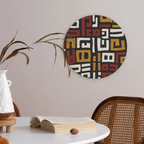 Abstract - Patroon - Rood Akoestische PET Vilt - Rond klein -sfeer3