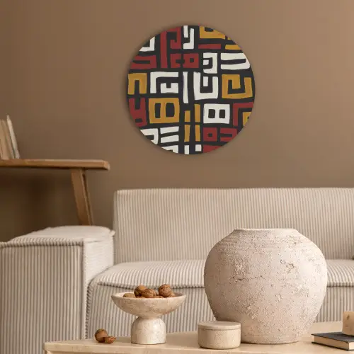 Abstract - Patroon - Rood Akoestische PET Vilt - Rond klein -sfeer1