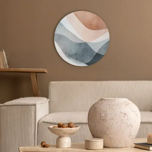 Abstract - Golven - Blauw Akoestische PET Vilt - Rond klein -sfeer1