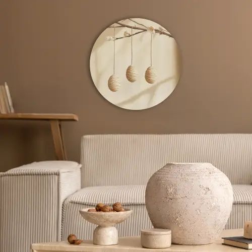 Beige - Paastak - Eieren Akoestische PET Vilt - Rond klein -sfeer1