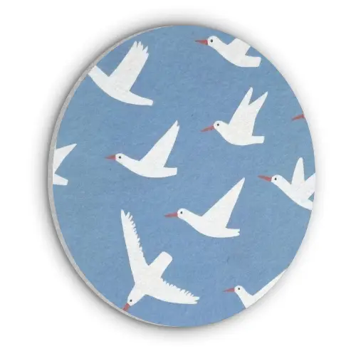 Vogels - Wit - Patroon Akoestische PET Vilt - Rond klein -3d