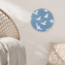 Vogels - Wit - Patroon Akoestische PET Vilt - Rond klein -sfeer4