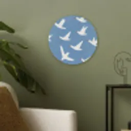 Vogels - Wit - Patroon Akoestische PET Vilt - Rond klein -sfeer2