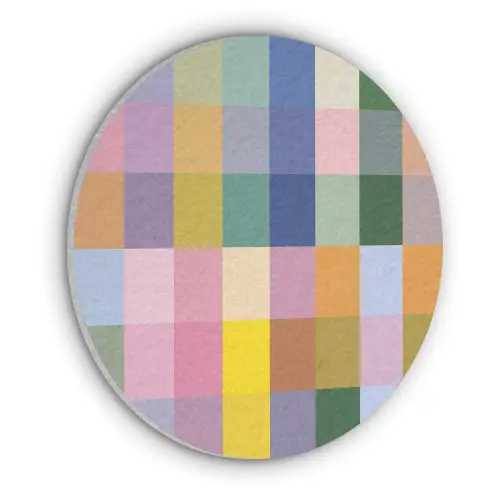 Blokken - Vierkant - Patroon - Gekleurd Akoestische PET Vilt - Rond klein -3d