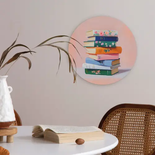 Boeken - Stapel - Kleurrijk Akoestische PET Vilt - Rond klein -sfeer3