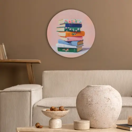 Boeken - Stapel - Kleurrijk Akoestische PET Vilt - Rond klein -sfeer1