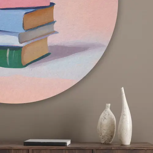 Boeken - Stapel - Kleurrijk Akoestische PET Vilt - Rond klein -sfeer5_closeup