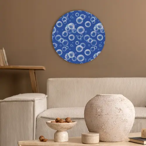 Bubbels - Patroon - Blauw Akoestische PET Vilt - Rond klein -sfeer1