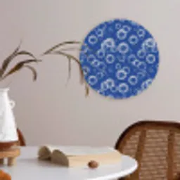 Bubbels - Patroon - Blauw Akoestische PET Vilt - Rond klein -sfeer3