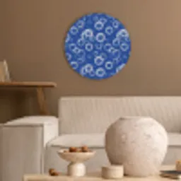 Bubbels - Patroon - Blauw Akoestische PET Vilt - Rond klein -sfeer1