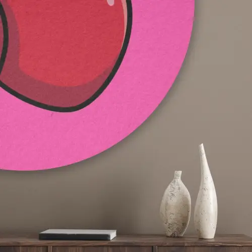 Kers - Roze - Fruit Akoestische PET Vilt - Rond klein -sfeer5_closeup