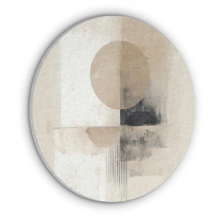 Cirkel - Compositie - Diepte - Beige Akoestische PET Vilt - Rond klein -3d