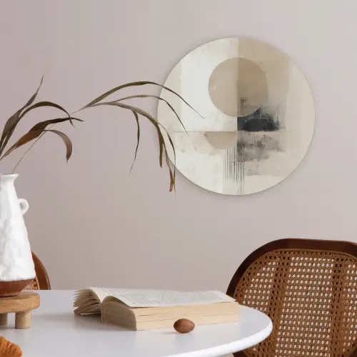 Cirkel - Compositie - Diepte - Beige Akoestische PET Vilt - Rond klein -sfeer3