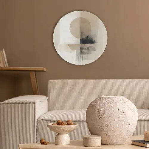Cirkel - Compositie - Diepte - Beige Akoestische PET Vilt - Rond klein -sfeer1