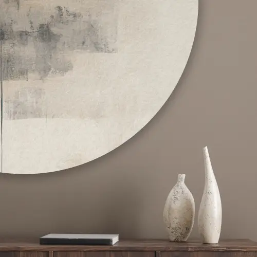 Cirkel - Compositie - Diepte - Beige Akoestische PET Vilt - Rond klein -sfeer5_closeup