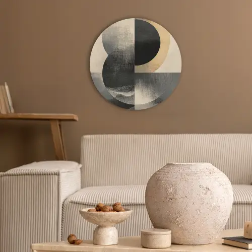 Cirkels - Schaduw - Abstract Akoestische PET Vilt - Rond klein -sfeer1