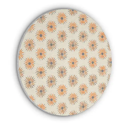 Madelief - Patroon - Oranje Akoestische PET Vilt - Rond klein 838 -3d