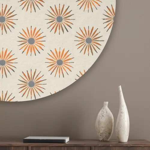 Madelief - Patroon - Oranje Akoestische PET Vilt - Rond klein 838 -sfeer5_closeup