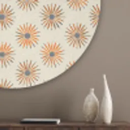 Madelief - Patroon - Oranje Akoestische PET Vilt - Rond klein 838 -sfeer5_closeup