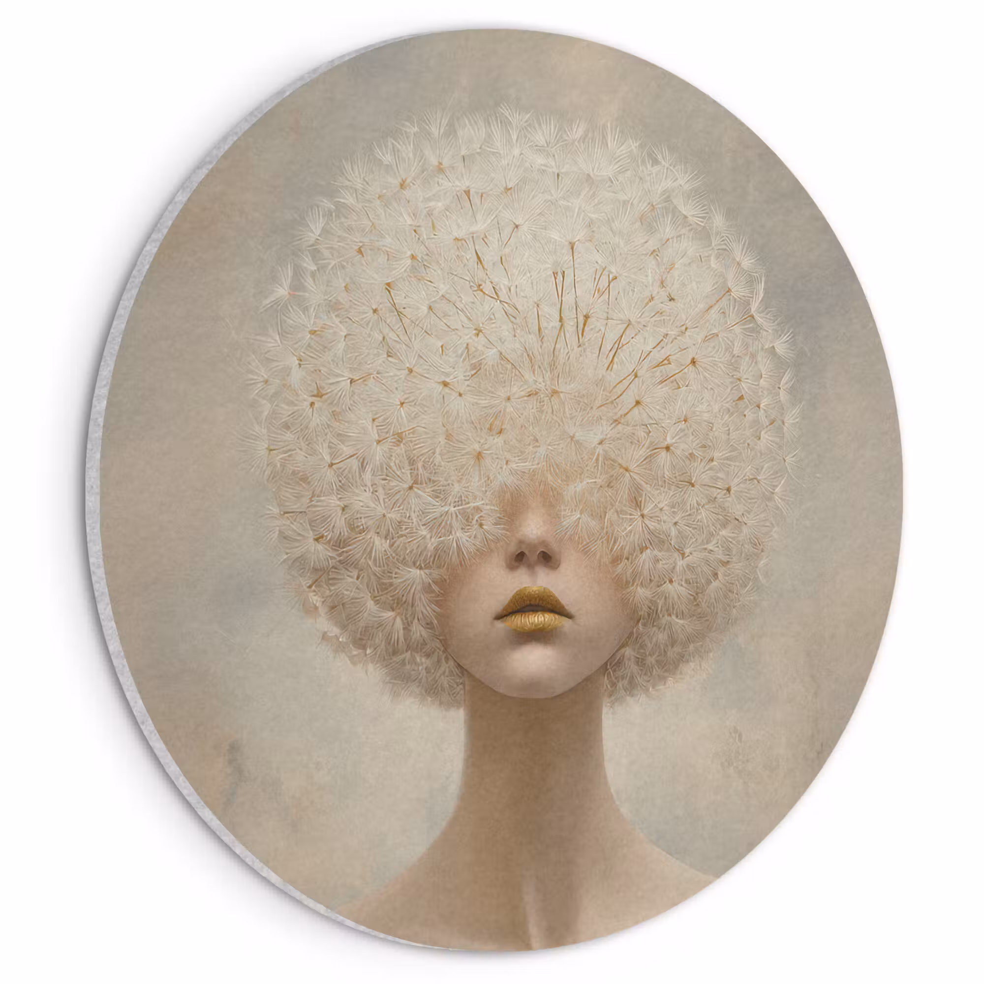Acoustic painting round - Dreamy - Beige - Dandelion seeds