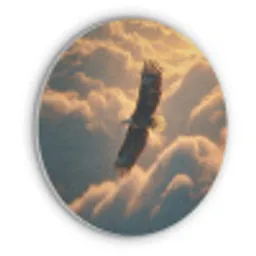 Adelaar - Wolken - Zon Akoestische PET Vilt - Rond klein -3d