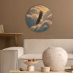 Adelaar - Wolken - Zon Akoestische PET Vilt - Rond klein -sfeer1
