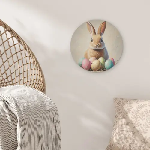 Paashaas - Pastel - Eieren Akoestische PET Vilt - Rond klein -sfeer4