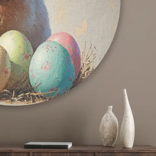 Paashaas - Pastel - Eieren Akoestische PET Vilt - Rond klein -sfeer5_closeup